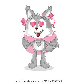 the wolf fallin love vector. cartoon character