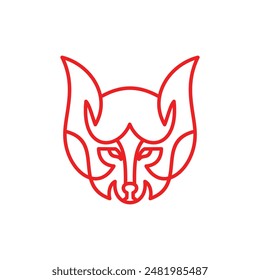 Wolf Fire Head line simple creative design template