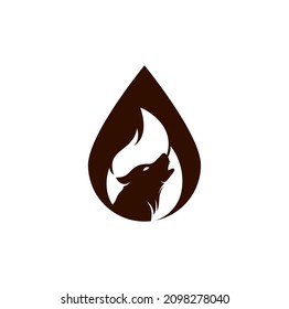 Wolf fire heart drop concept vector logo design template	
