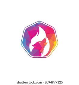 Wolf fire vector logo design template.
