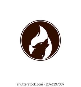Wolf fire vector logo design template.