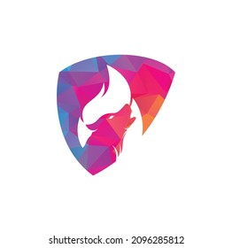 Wolf fire vector logo design template.