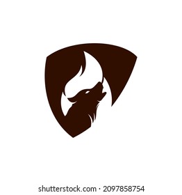 Wolf fire vector logo design template.	
