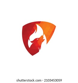 Wolf fire vector logo design template.