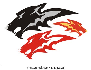 Wolf flame symbol. Three variants for your design