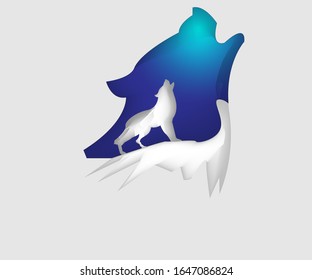 wolf flat design ilustration desert