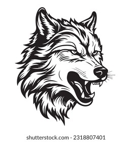 A wolf flat logo illustration on transparent background. 2d illustration in cartoon. doodle style
