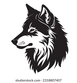 Una ilustración del logo de un lobo plano sobre fondo transparente. 2d ilustración en caricatura. estilo doodle
