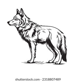 Una ilustración del logo de un lobo plano sobre fondo transparente. 2d ilustración en caricatura. estilo doodle
