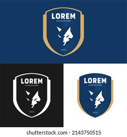 Vector con logotipo del club de fútbol Wolf, emblema del club de fútbol. Logo del escudo de la insignia de fútbol, elementos del equipo de fútbol, Ilustración del logotipo vectorial