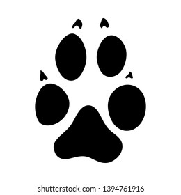 Wolf Footprint. Black Silhouette Design. Vector Illustration.