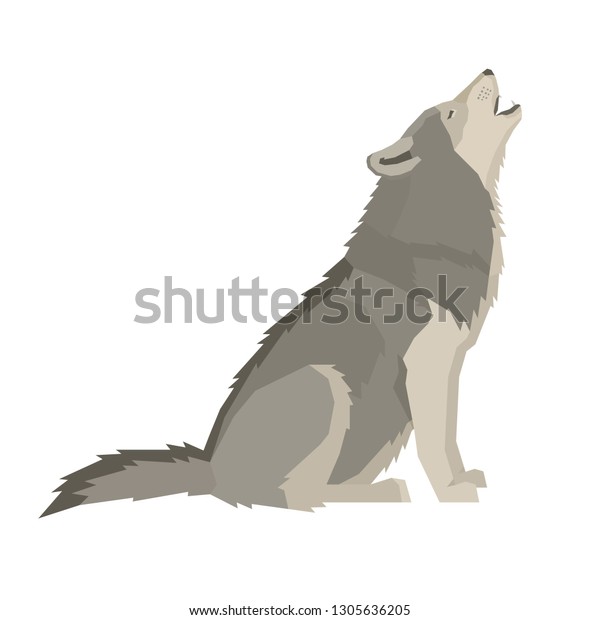 gray wolf howling clipart