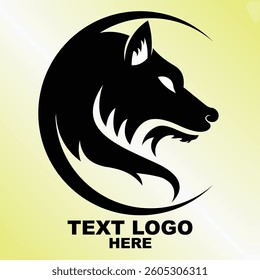 wolf, fox, icon, logo, sphere, circle, semi circle, black and white