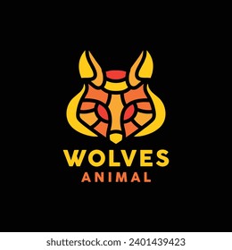Wolf Fox Logo Vector Design illustration Emblem
