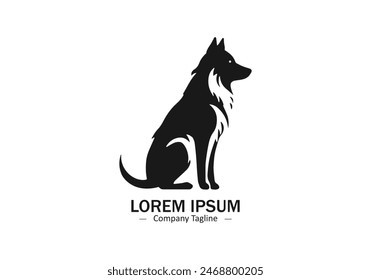 Wolf fox sentado Logo Diseño icono silueta de Vector aislado