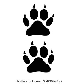 Wolf or fox wild animal foot prints vector icon.