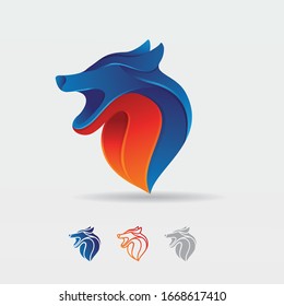 Wolf full color design concept illustration vector template