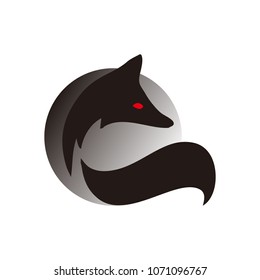 wolf full moon vector logo