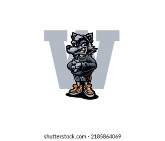 Wolf gang character mascot illustration