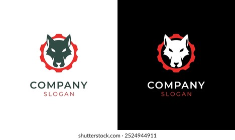 Wolf gear logo design icon vector