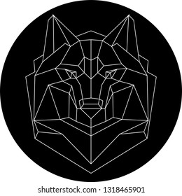 Wolf geometric lines silhouette isolated on white background vintage vector design element illustration set
