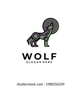 Wolf geometric modern logo for a technology company, animal wild illustration symbol.