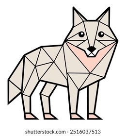 Wolf in geometric shapes on white