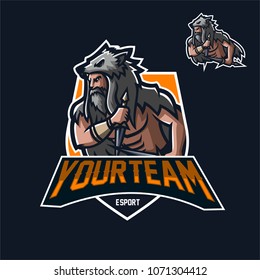 wolf germanic teutonic warrior esport gaming mascot logo template