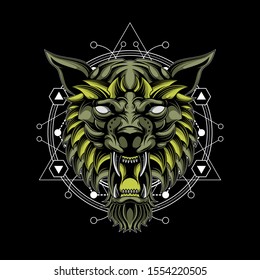 wolf god sacred geometry vector