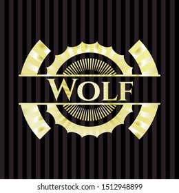 Wolf gold emblem. Vector Illustration. Detailed.