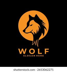 wolf gold logo design vector. wolf animal logo design template