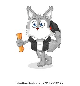 the wolf graduation vector. cartoon character