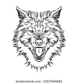 wolf graphic design vector illustration,art tattoo sketch,hand draw,print use