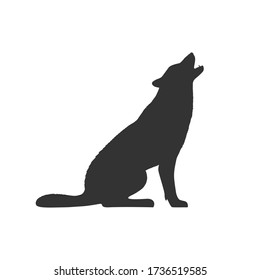 Wolf graphic icon. Wolf sits and howls sign isolated on white background. Vector illustration