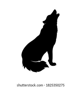 Wolf graphic icon. Wolf sits and howls sign isolated on white background. Vector illustration