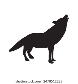 Wolf graphic icon. Wolf sits and howls sign isolated on white background. Vector illustration