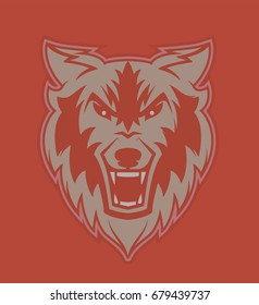 Wolf grining head illustration