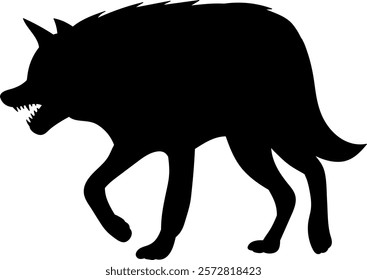 wolf growls black silhouette vector