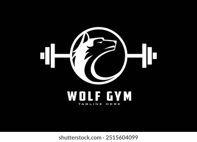 wolf gym logo design vector	