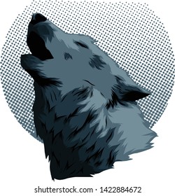 Wolf Halftone Illustration Vector Based