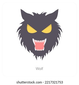 Concepto de ícono de lobo y halloween