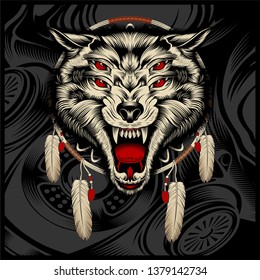 wolf hand drawing vector