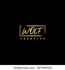 WOLF handwritten logotype  Typography for company   business logo  Vector logo design 