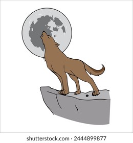 Lobo gritando Ilustración vectorial de luna