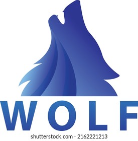 Wolf head abstract and flat vector logo design. Vector of a blue color fox face design. Gradient color abstract vector wolf icon logo design. Animal Nature Icon Concept Isolated Premium Vector.