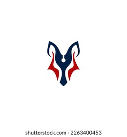 wolf head abstract line logo design