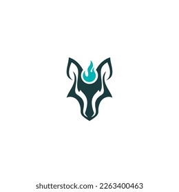 wolf head abstract line logo design