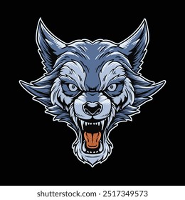 wolf head in angry face illustration