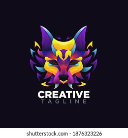 Wolf head animal design with colorful style