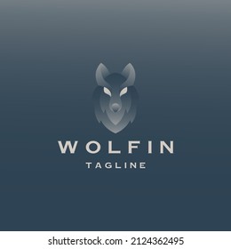 Wolf head animal logo icon design template flat vector